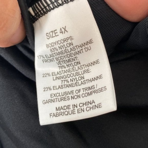 Active Zone Women Black U-Neck Bikini Top with Exposed Elastic Plus Size 4X - Picture 9 of 11